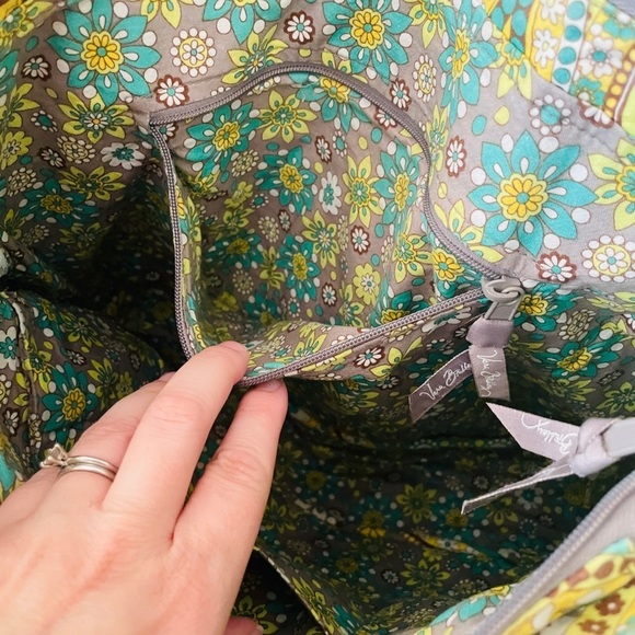 Vera Bradley Campus Tote bag RETIRED Lemon Parfait pattern yellow turquoise - Picture 5 of 9